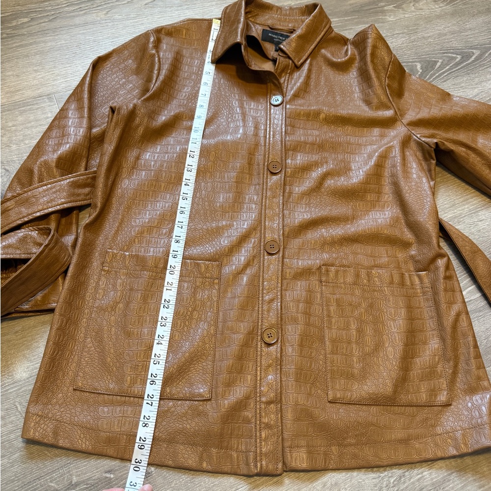 Marc New York Brown Leather Jacket with Belted Waist- Size M - Picture 6 of 13
